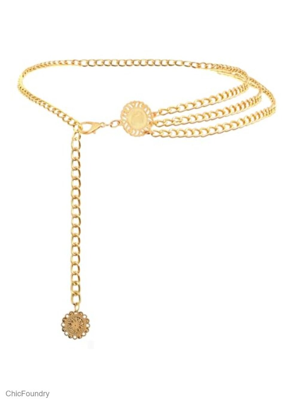 Multilayer Metal Waist Chain Belt for Women, Adjustable Body Belly Jewelry for